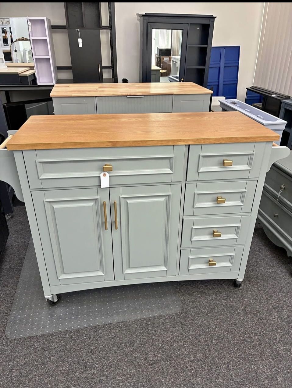 Newly Assembled Kitchen Island with Drop Leaf, Rolling Kitchen Cart with Ample Storage on 5 Wheels