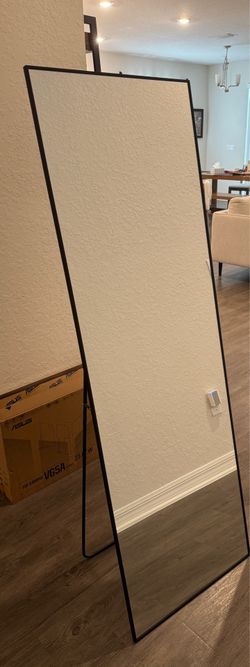 63” Full Length Floor Mirror with Stand - Black Frame
