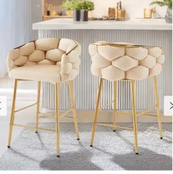 Christopher Knight Home- Harper Modern Velvet 28-inch counter stools with gold brass frame set of 2