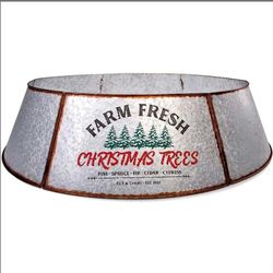 Farm Fresh Christmas Tree Collar Galvanized Metal