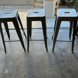 3 Metal Stools 29 Inch Tall Color Grey Bar Stools $25
