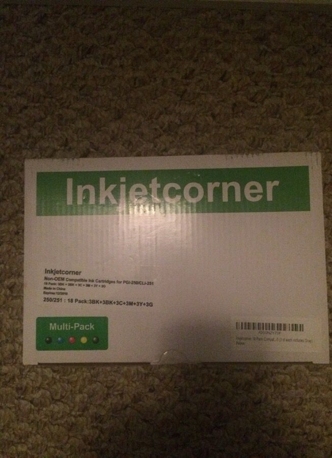 Inkjet corner ink cartridge 18 pack exp 12/2018 NIB