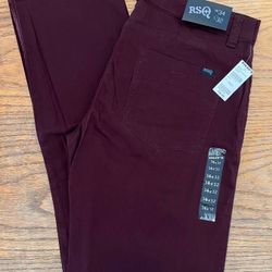 New Men’s RSQ 34w x 32L Burgundy Straight Jeans Pants