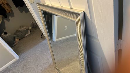 Large Silver Mirror With Sparkly Gold