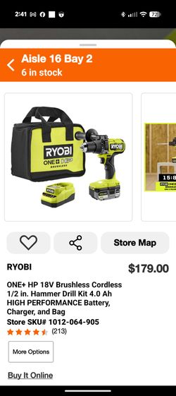 ⚠️ No battery included ⚠️

RYOBI ONE+ HP 18V Brushless Cordless 1/2 in. Hammer Drill Kit