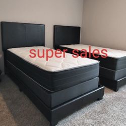 AMAZING DEAL !! 2 TWIN BED FRAMES , 2 TWIN MATTRESSES WITH BOX SPRINGS!!!