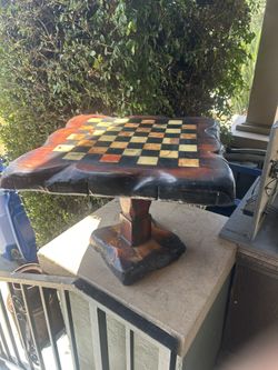 Your move; Vintage 70s Handmade Standing Chess/Checkers Table (Pieces not Included):