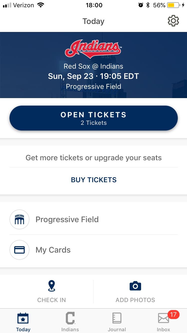 Indians Tickets 9/23 at 7:05