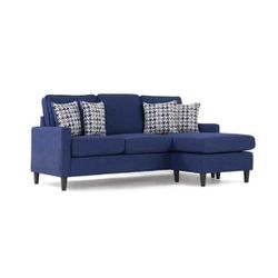 Beautiful blue sectional sofa with pillow cases