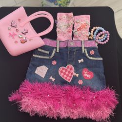 Custom Socks, Skirt, Handbag And Bracelets