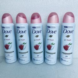 Lot Of 5 New - Dove GoFresh 48H Protection Spray Pomegranate & Lemon Scent, 150ml
