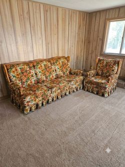 Vintage Sofa & Matching Swivel-Rocker Set