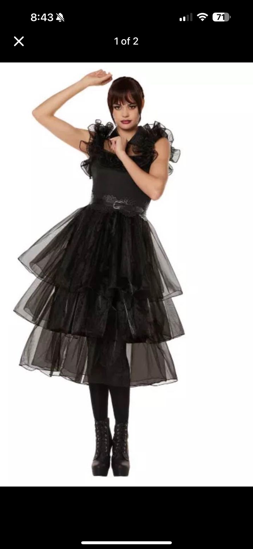 Wednesday Addams’ dark and elegant style with this brand new gothic black layered dress! This stunning costume features dramati