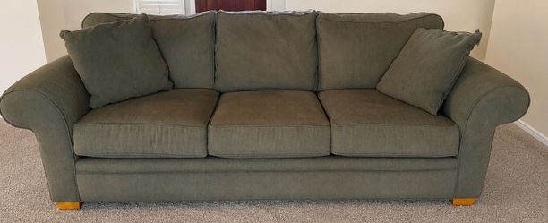 Olive Green Sofa, Matching Chair & Ottoman - Solid & Super Comfortable