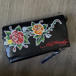 Ed Hardy Floral Embellished Clutch / Crossbody
