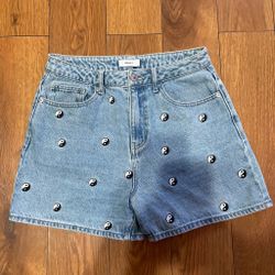 Forever 21 Denim Shorts with Yin Yang Print