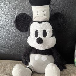 DISNEY PARKS MICKEY MOUSE STEAMBOAT WILLIE WEIGHTED PLUSH DISNEYLAND PLUSH
