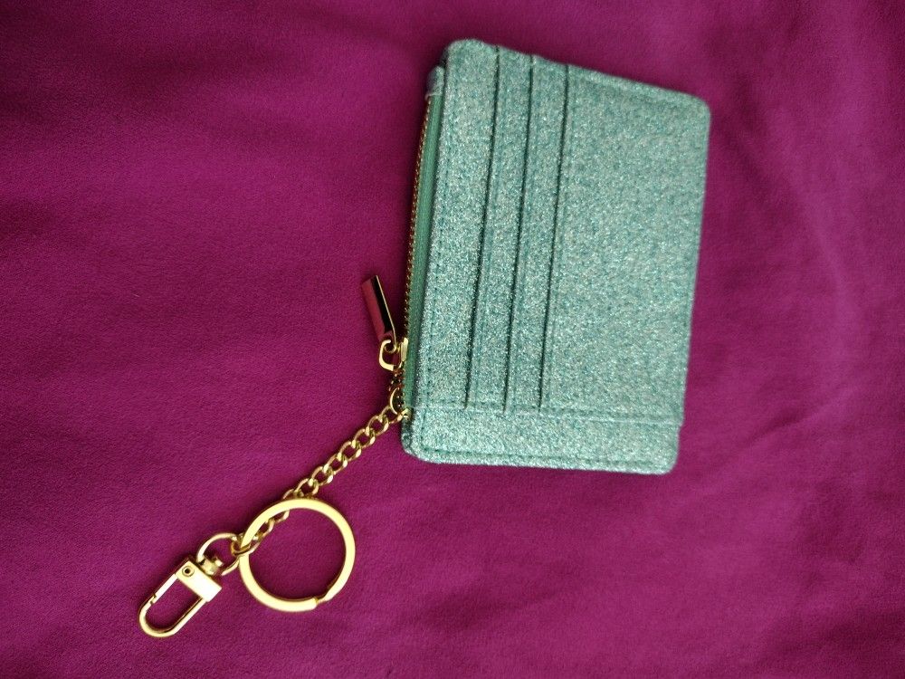 Women Slim RFID credit card purse Keychain (StarTeal)