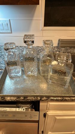 Glass Liquor Decanters with tray