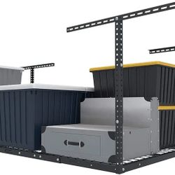 FLEXIMOUNTS 3x6 Overhead Garage Storage Adjustable Ceiling Storage Rack, 72" Length x 36" Width x 40" Height, Black