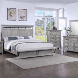 Beckett Rustic Gray Footboard Bench Panel Bedroom Set