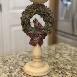 Beautiful Candle Holder With Cardinal Wreath.  I Have (2) Of Them 25$each