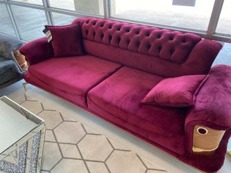 Rome Fuchsia Sofa With Gold Strips