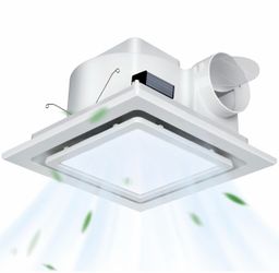 12" Ultra Quiet Bathroom Exhaust Fan with 6500K LED Light, 1.0 Sone 120 CFM, 10x10 Mount, 1500 LM Ceiling Ventilation Fan, Energy Efficient (6500K LED