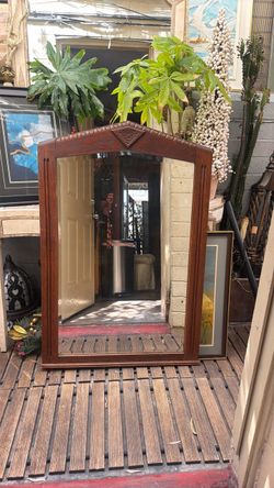 1931 original art deco mirror solid wood 47 1/2 by 31 1/2