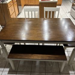 Kitchen Table, Chairs and Bench