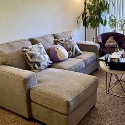 Beige Modern Reversible Sectional Sofa