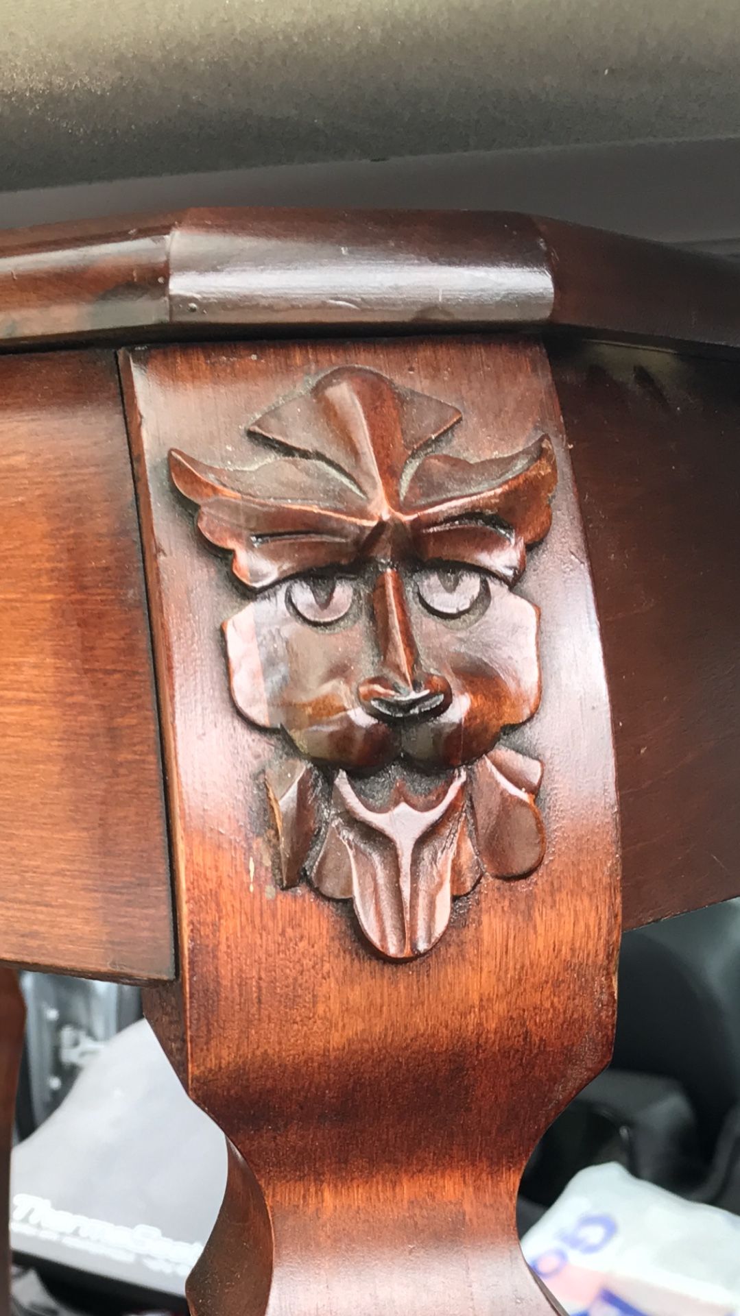 Decorative table Green men Game  carved accent solid wood antique