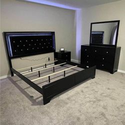 Micah Black LED Panel Bedroom Set