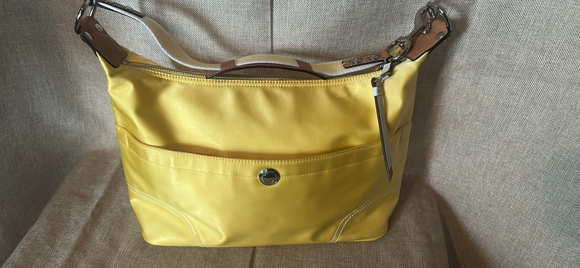 Coach Tote Bag Shoulder Nylon Yellow  F11669
