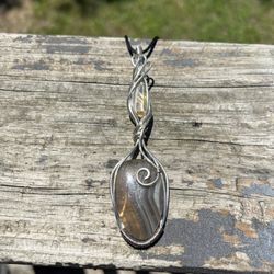 flourite + natural citrine pendant 