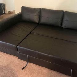 IKEA Black Leather Friheten Sectional Sofa Bed - FREE DELIVERY 🚚 