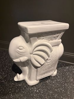 White Ceramic Elephant Stool / end table