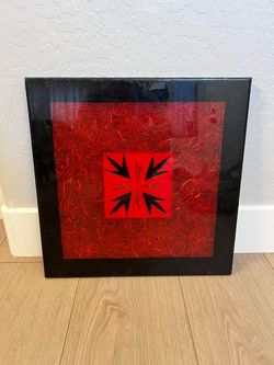 18x18 Hand Painted Black and Red Original Art With Epoxy Finish
