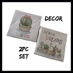 NIB Cactus 2Pc Canvas Wall Art Set
