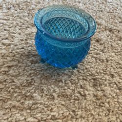 Turquoise Blue Depression Glass Footed Bowl