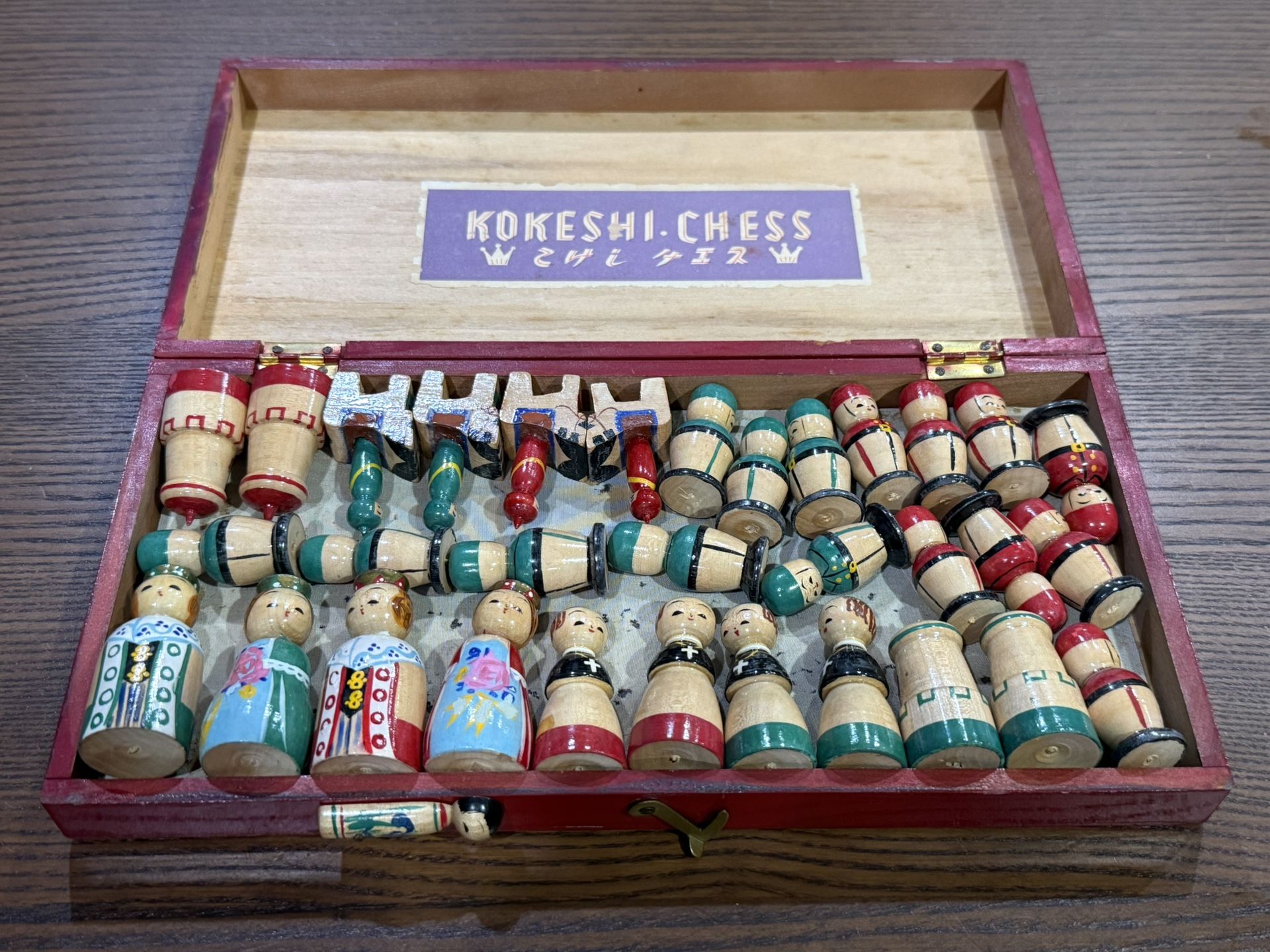 Vintage Kokeshi Japanese “Chess Set” 50s/60s 