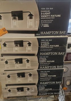 Hampton Bay
Evangeline 23 in. 3-Light Modern Bronze Farmhouse Bathroom Vanity Light with Clear Seeded Glass Shades