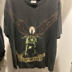 Vintage National Heritage Ride Hard T-Shirt Eagle Motorcycle Biker Tee Black XL