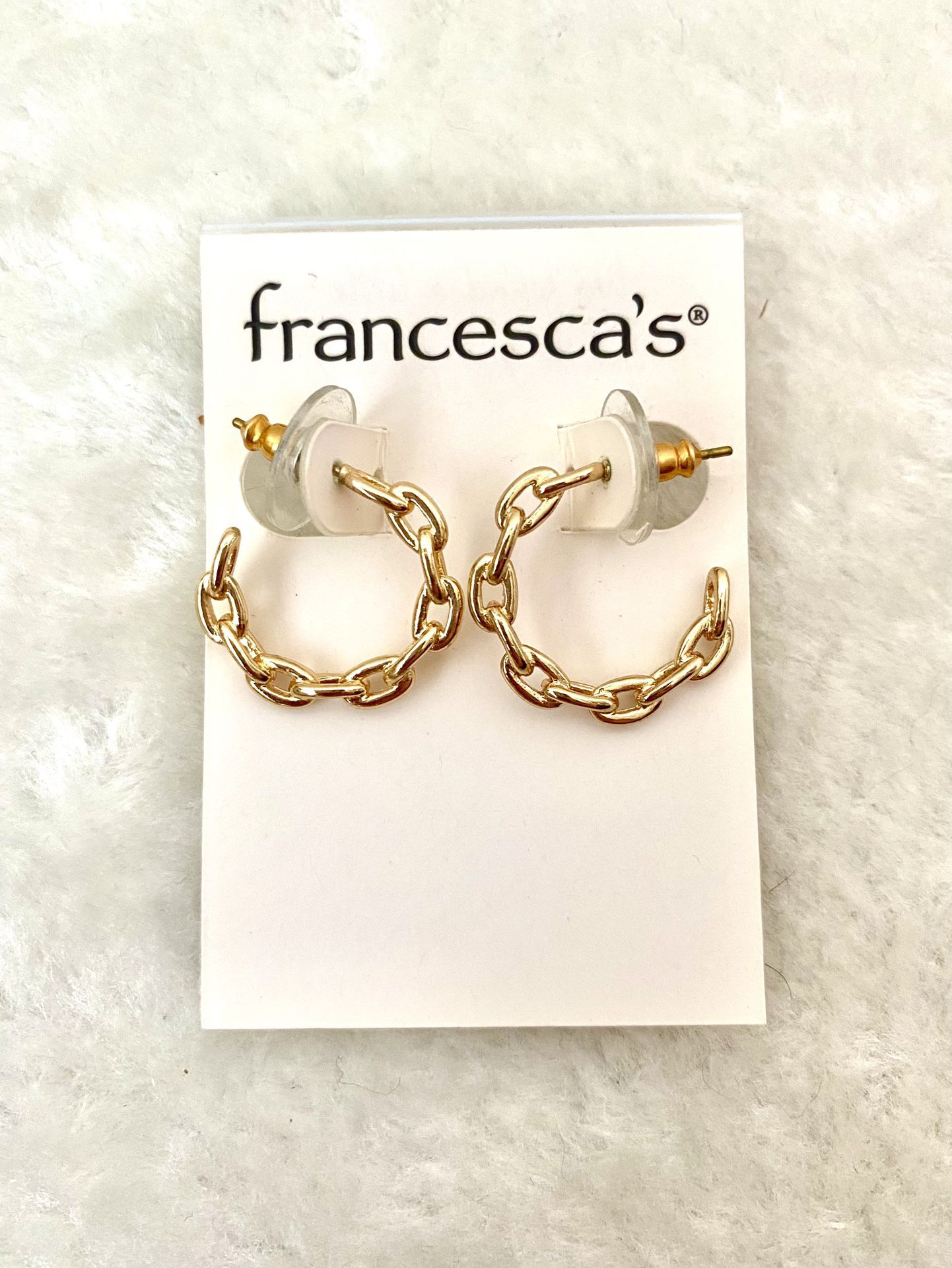 NEW Francesca’s Gold Chunky Chain Hoop Earrings