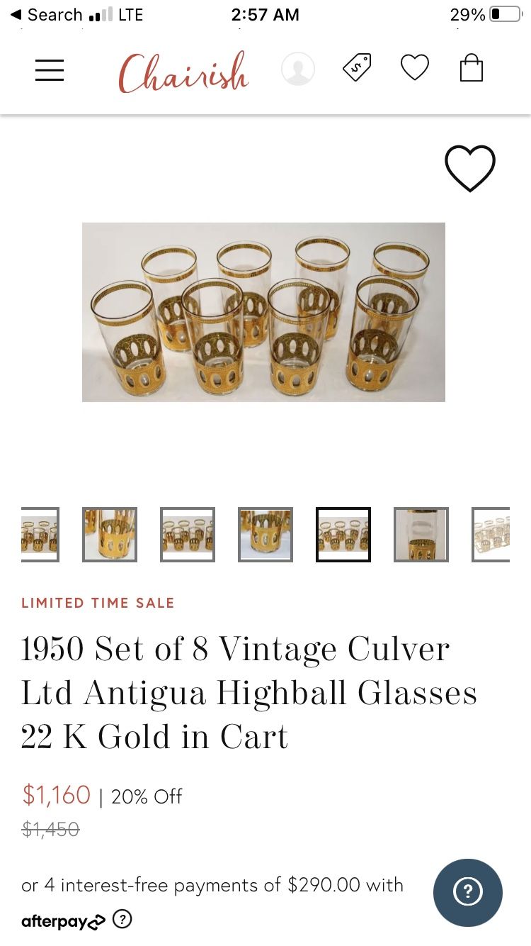 Vintage Culver 22 Karat Glass Cups