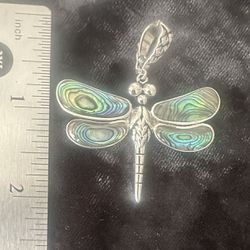ABALONE DRAGONFLY NECKLACE STERLING SILVER