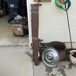 Antique 48” Wood Logging Hand Saw