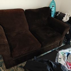 Brown Suede Couch - Loveseat