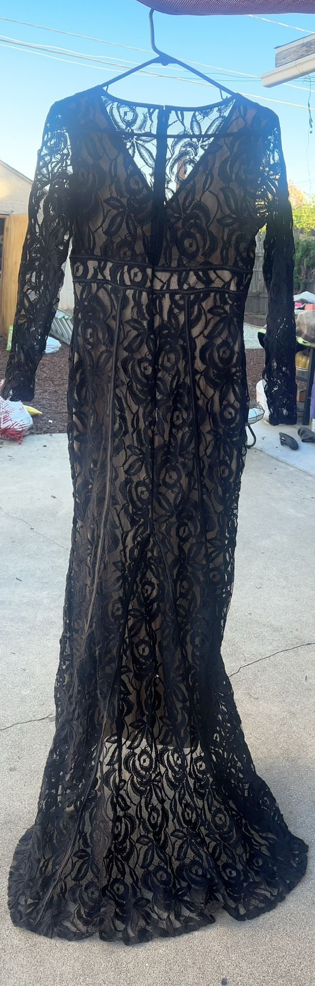 Trumpet/Mermaid V Neck Long Sleeve Sweep 