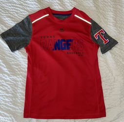 Majestic Texas Rangers Boys Size 10/12 Medium Dry Fit Shirt- Like New